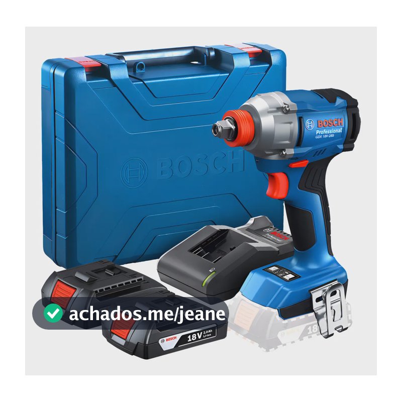 Parafusadeira e Chave De Impacto 1/2'' Gdx 18v-285 + 2 Baterias GBA 2ah - Maleta E Carregador GAL 18V-20 Bivolt Bosch