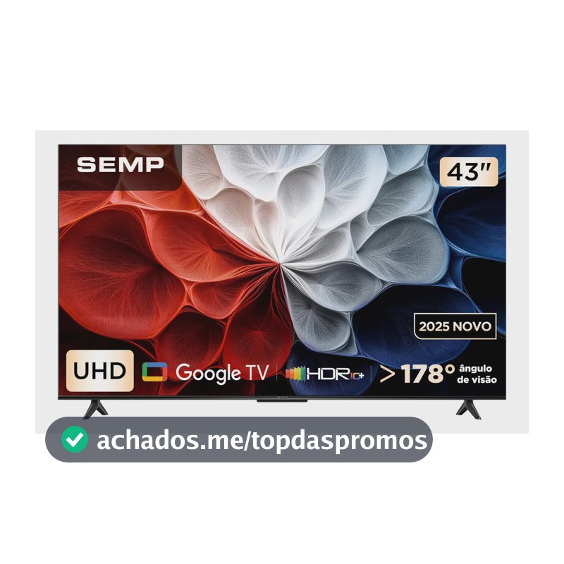Smart Tv Semp 43 Polegadas Led Hva 4k S62 Wifi Bluetooth Google Tv 3 Hdmi Hdr10+ Dolby Audio 43s62