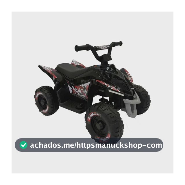 Mini Quadriciclo Elétrico Infantil Bateria 6v Marcha Frente Ré Som e Led Adventure Maxi Toys - Preto