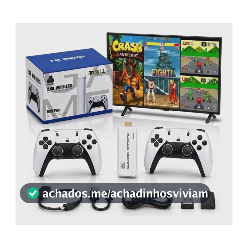 Adaptador Videogame Game Stick M15 2 Controles Branco Bivolt Branco