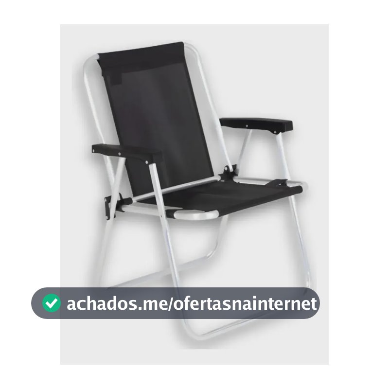 Cadeira De Praia Alumínio Alta Preta Jardim Piscina Mor Preto