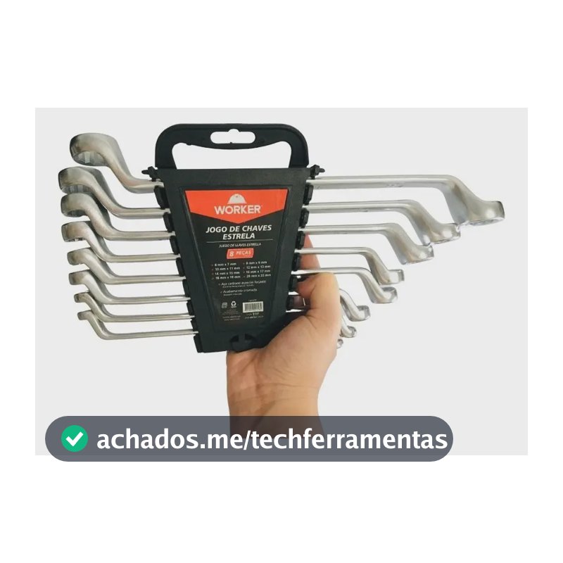 Jogo Chaves Combinadas Worker Aço Carbono 6-22mm Antiderrapante
