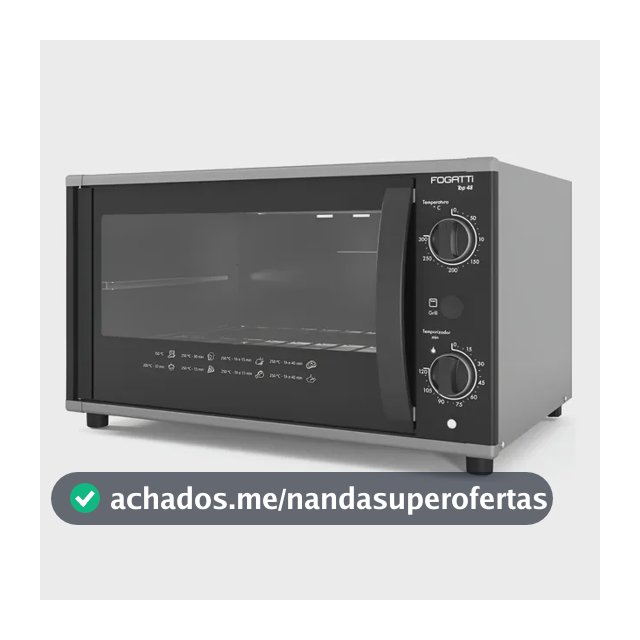 Forno De Banca Elétrico Top48 Fogatti 48 Litros Black 220v 220v Preto