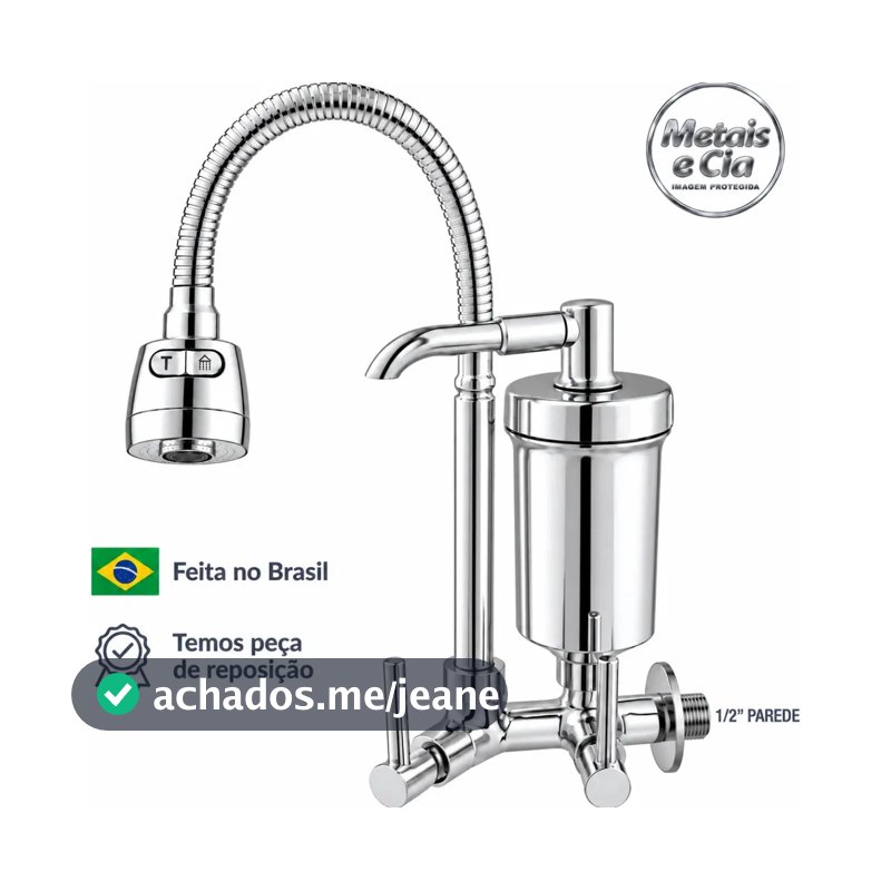 Torneira Com Filtro Com Purificador Agua Bica Flexível Gourmet para Cozinha Parede Bica com Filtro Chuveirinho 2 Modos de Jatos A Mais Vendida