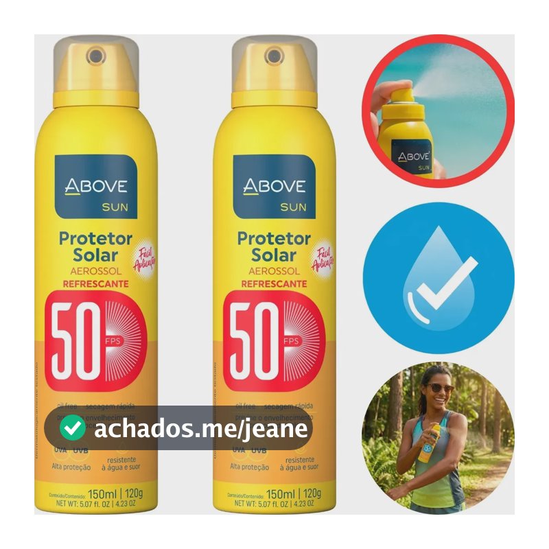 Kit 2 Filtro Solar Protetor Above Fator 50 FPS Spray 150ml