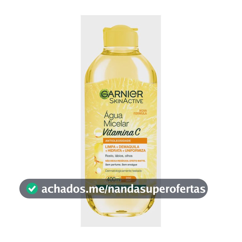 Água Micelar Garnier SkinActive Antioleosidade Vitamina C Oil Free com Limpeza Facial que Controla o Brilho 400ml