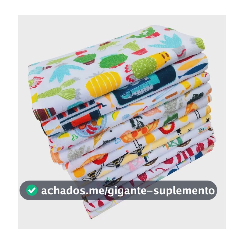 Pano De Copa Prato Cozinha Atoalhado Atacado Felpudo Kit Com 10 Pecas