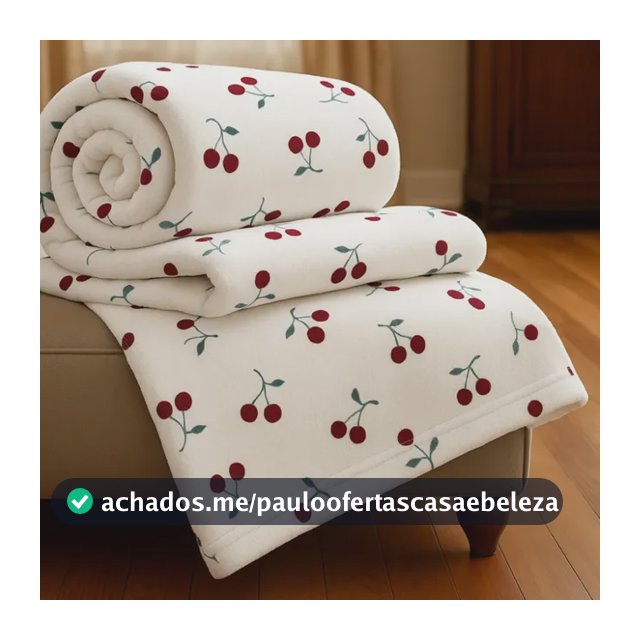 Cobertor Queen Veludo Manta Cerejas Microfibra Toque Macio Cerejas