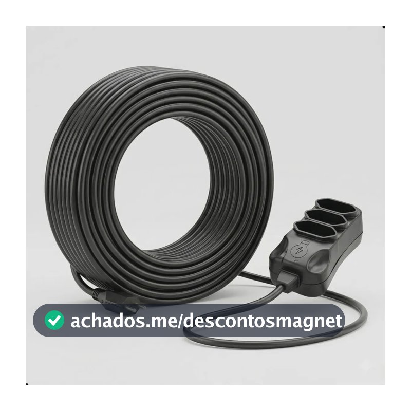 Extensão Elétrica 30 Metros Reforçada 3 Tomadas Cabo Resistente 10a 20a Bivolt Uso Profissional Residencial Obra Alta Durabilidade