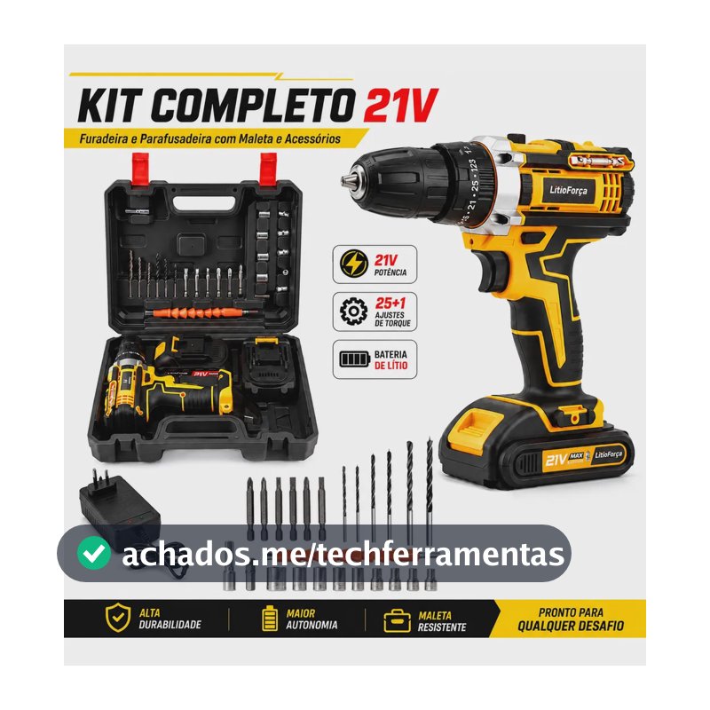 Parafusadeira Furadeira Impacto 21v 3/8 Bivolt Litioforca