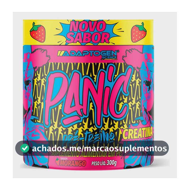 Suplemento Adaptogen Science Pré Treino Panic en pó sabor morango x 300g