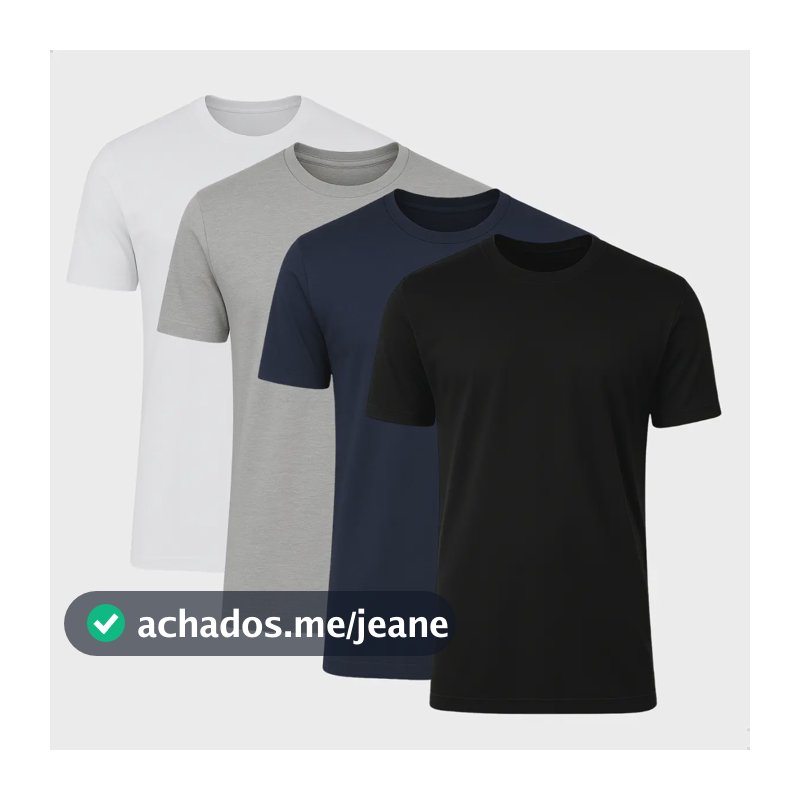 Kit 4 Camisetas Básicas Masculina Lisa 100% Algodão Preto-marinho-cinza-branco G Lisa