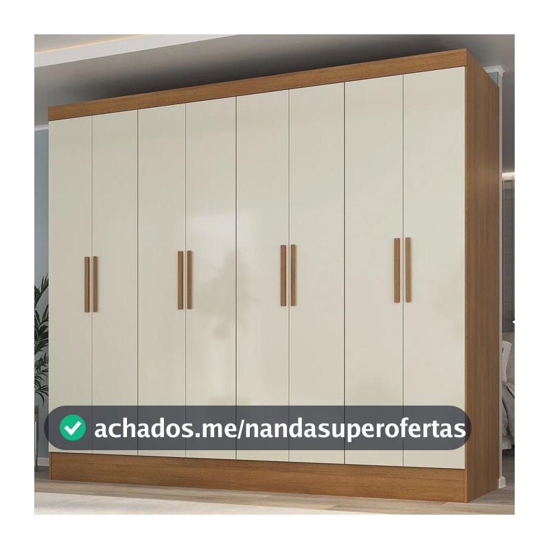 Guarda Roupa Casal 8 Portas 4 Gavetas Jatobá Yescasa Cinamomo/off White