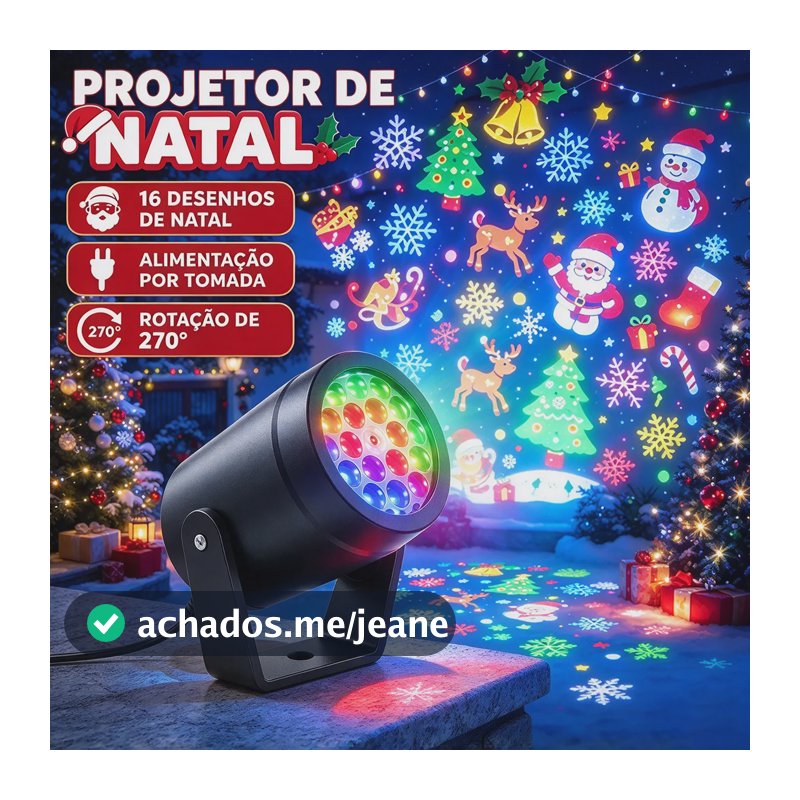 Projetor De Natal Led Com 16 Desenhos E Rotação 270° Lâmpada De Projeção 100v-240v