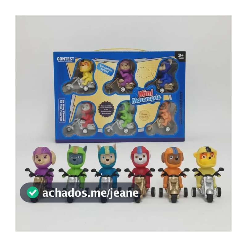 Kit 6 Motos Patrulha Canina Colecionável Colorido