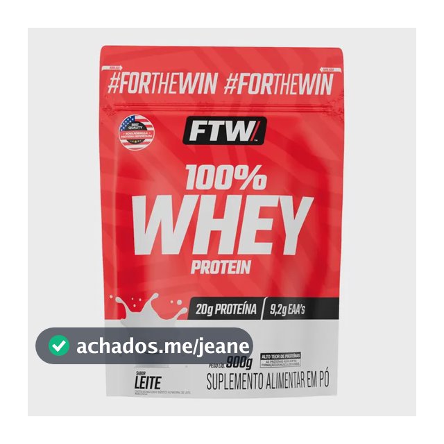 Whey Protein 100% Concentrado Refil 900g Sabor Leite - FTW