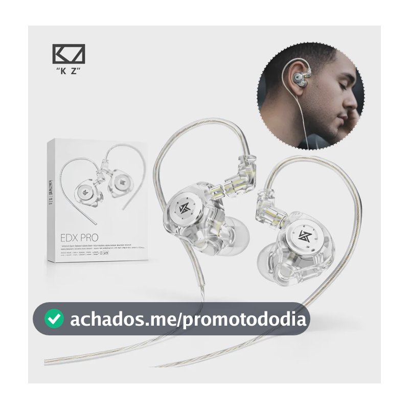 Fone De Ouvido In-ear Kz Edx Pro Retorno de Palco DJ Músico S/Microfone Cor Cristal
