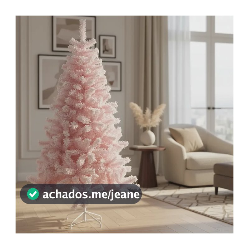 Árvore De Natal 1.8m Com Pé De Metal-cheia Luxo Galhos Cheio Rosa