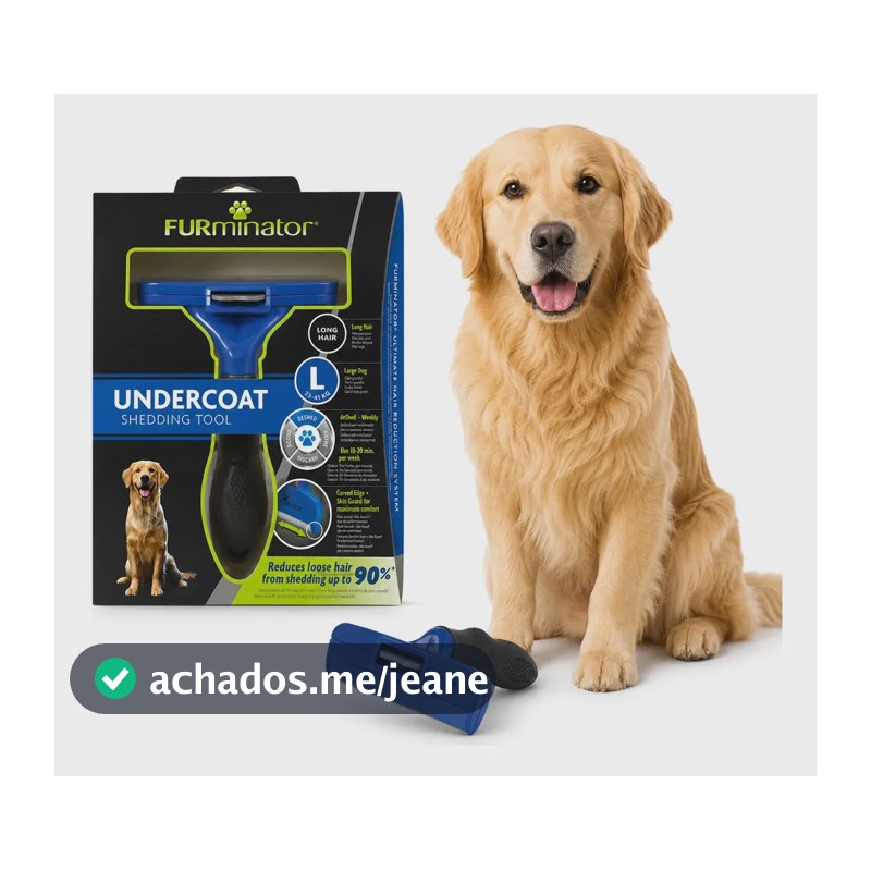 Pente Furminator Removedor Pelo Cães Grandes Pelos Longos Aço Inoxidável
