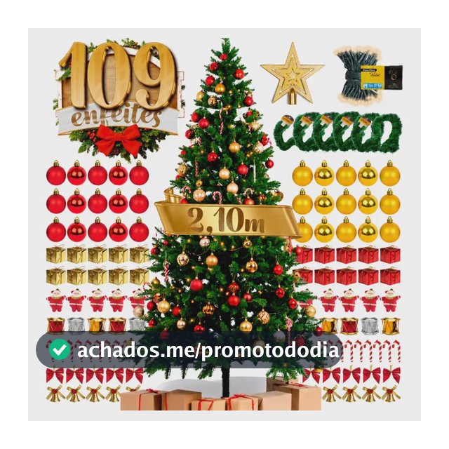 Árvore Natal Completa 210cm Grande Galhos Cheios Decorada