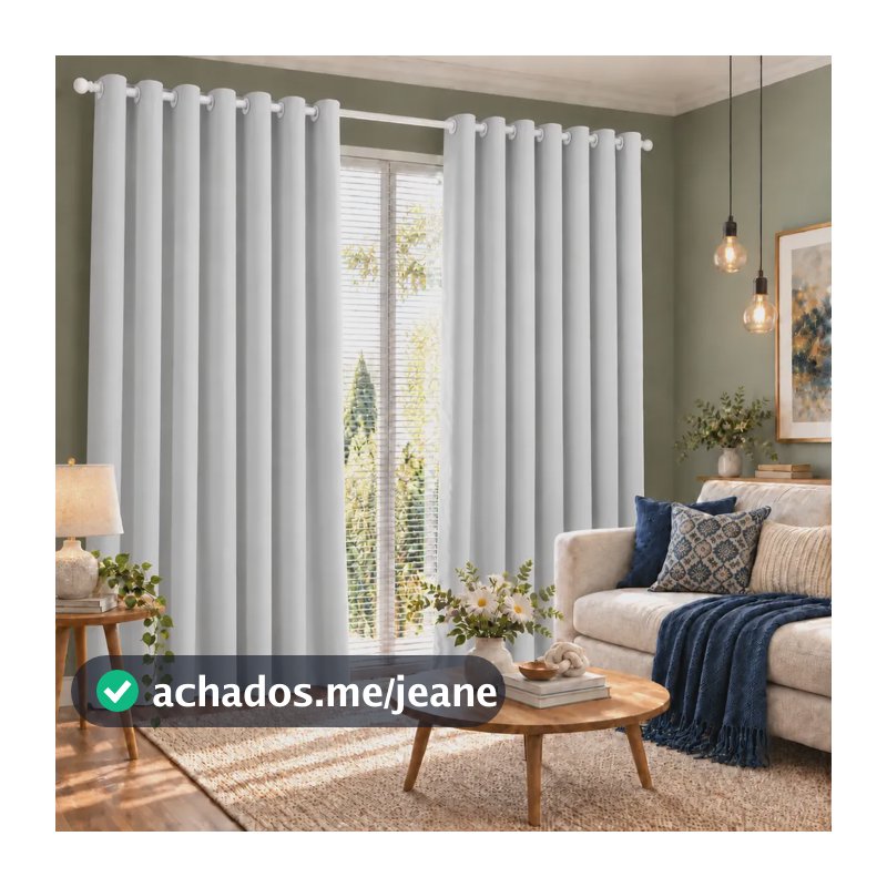Cortina Tecido Grosso 300x250 Oxford Premium Quarto Sala Cinza-claro