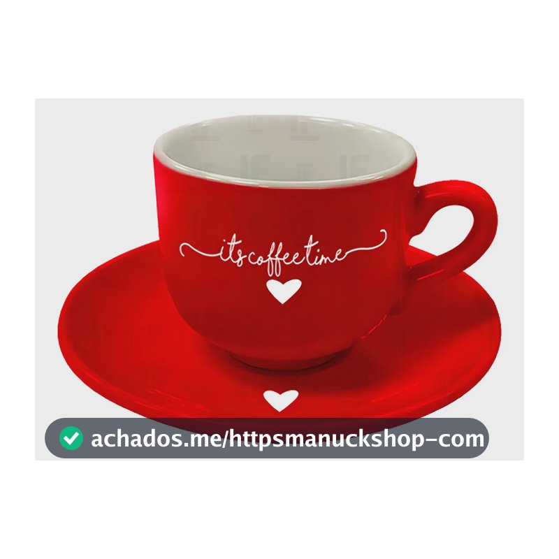 Jogo Xícaras de Porcelana Haüskraft Vermelha De Café Lamur C/ Pires 6 Pcs 90ml
