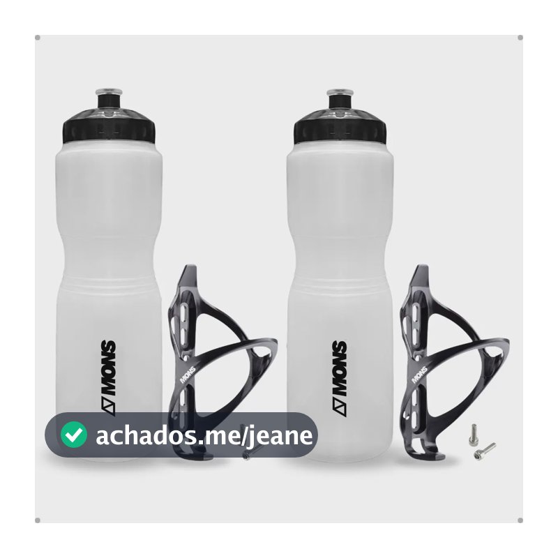 2x Garrafa Bike Squeeze Água 900ml + 2x Suporte Caramanhola Incolor