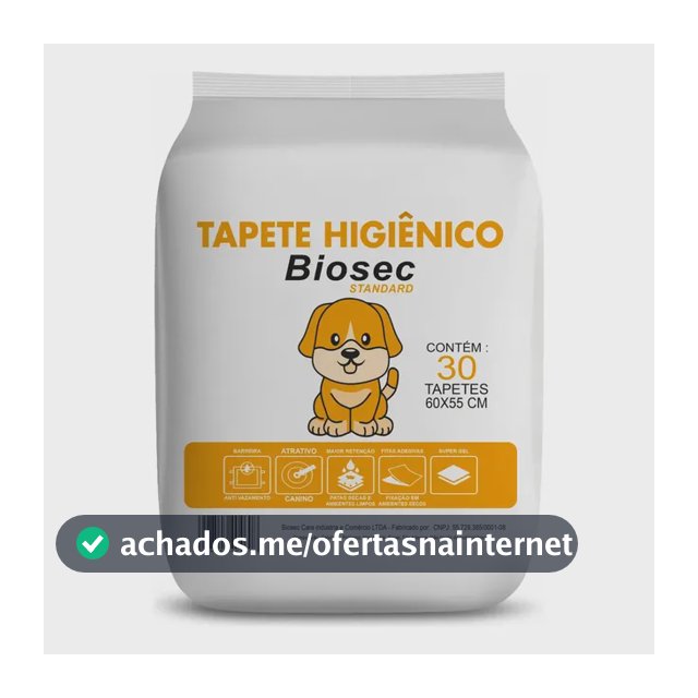 Tapete Higiênico para Cachorro 30 Unidades 60x55cm com Gel Absorvente Fralda Manta Pet Cão Com Fitas Adesivas Anti Odor Atrativo Canino