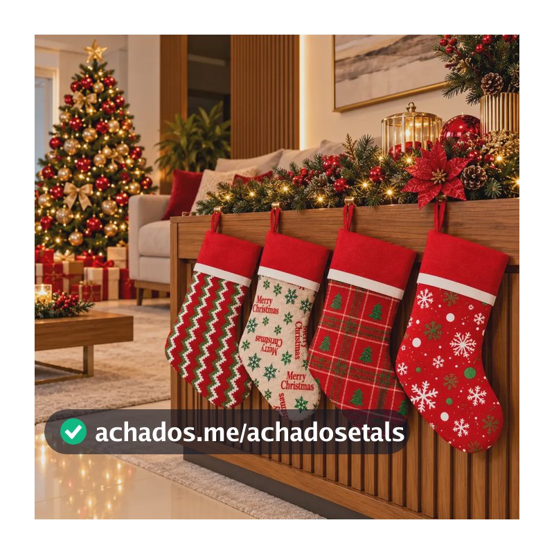 Kit 3 Botas De Natal Meias Penduráveis Decoração 23cm Sortidas