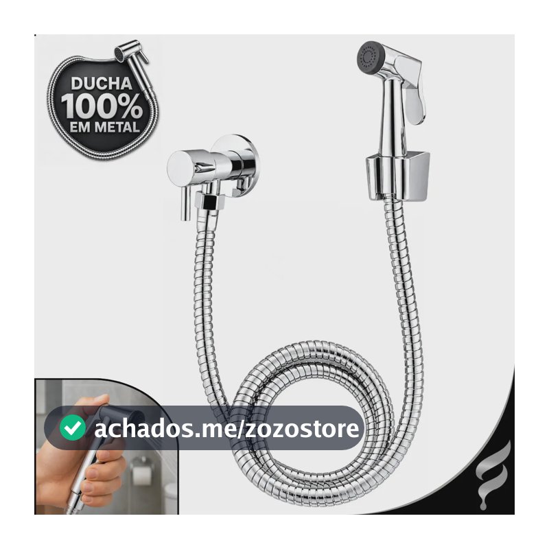Ducha Higiênica Chuveirinho Softinox Completa 100% Metal Registro 1/4 De Volta Toda Inox Para Banheiro Privada Parede Bidê Ducha Redonda Cromada Preta Luxo