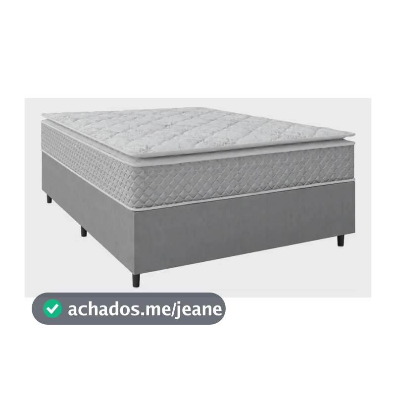 Cama Box Casal Molas Pillow Top Perfect 138x188x71cm Cinza