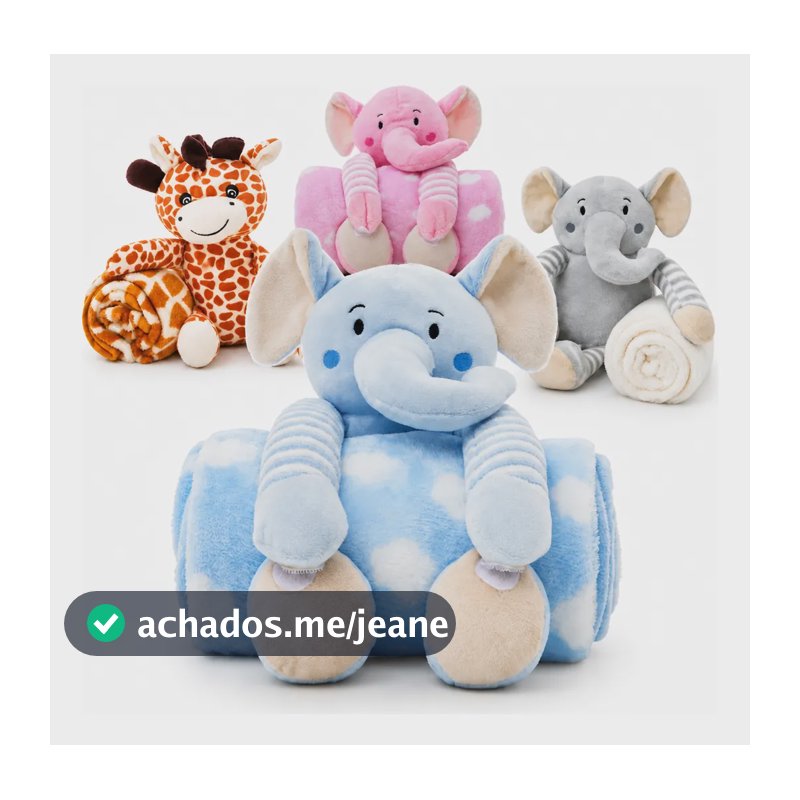 Manta Para Bebê Soft Naninha Pelúcia Antialérgica Enxoval Elefante Azul