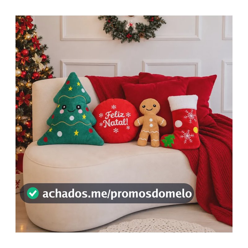 Kit Almofadas Decorativa Natalinas Pelúcia De Natal 4 Peças Vermelho