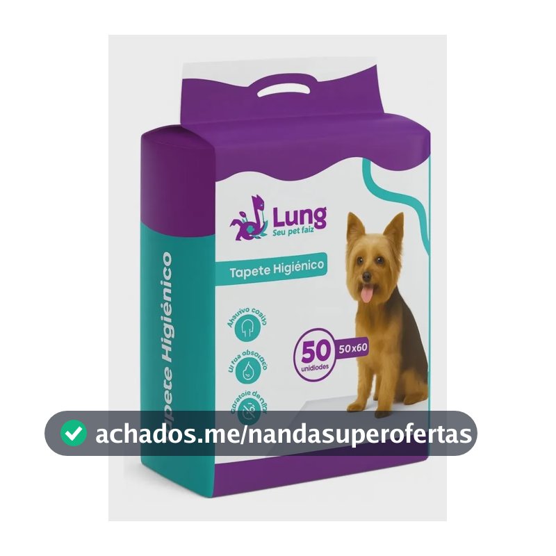 Tapete Higiênico 50x60cm 50Un Cachorro Pet Lung Descartável Com Gel Econômico