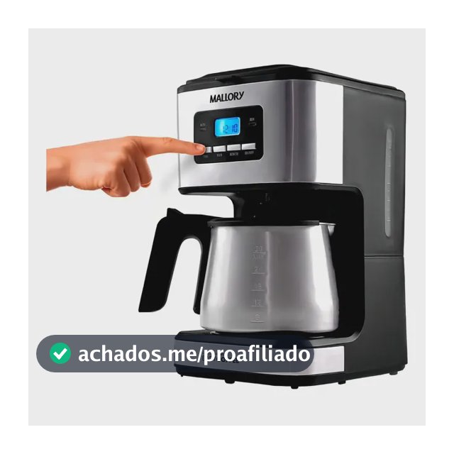Cafeteira Elétrica Mallory Easy Coffee – Programável, Jarra Inox, 32 Xícaras, Filtro Reutilizável