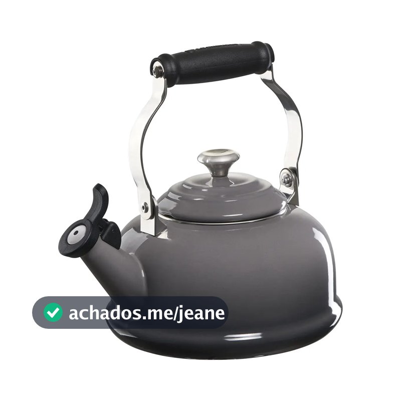 CHALEIRA LE CREUSET CLASSIC 1,6L COM APITO E PUXADOR EM INOX CINZA FLINT