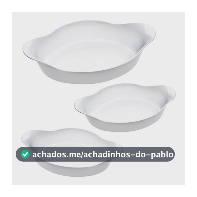 Marinex Conjunto de Assadeiras Oval Opaline 3 Peças Branco