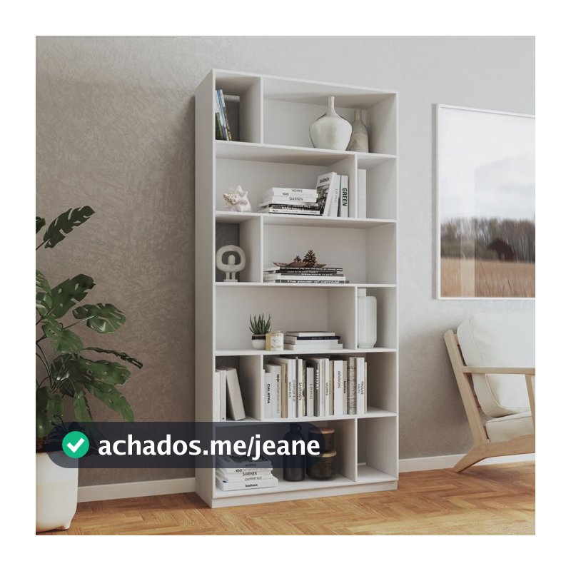 Estante Livreiro Home Office 12 Nichos 90cm Branco