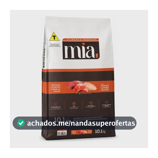 Ração Para Gato Todas As Idades Adulto E Filhote 10,1kg Sabor Frango Carne E Salmão 27g Proteína Mia Cat