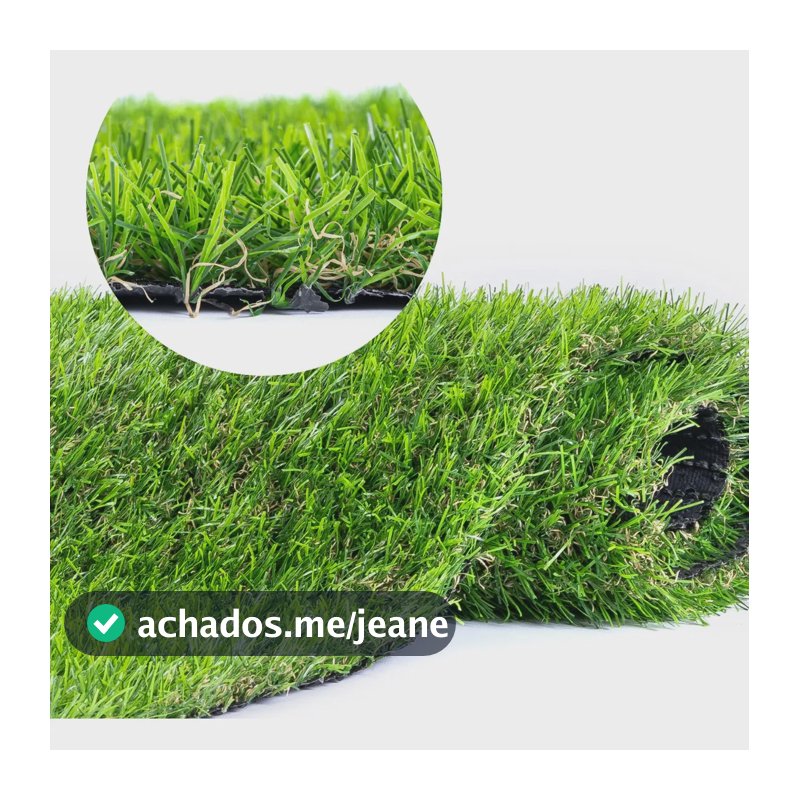 Grama Sintética Artificial 30mm Bicolor Soft Semelhante Natural Premium Para Pet - 100cm x 50cm
