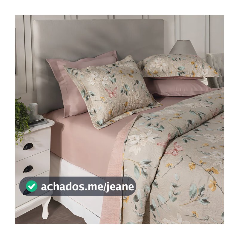 Kit Cobre Leito Colcha Casal 3 Peças Boutis Dupla Face Matelado Isabel Areia