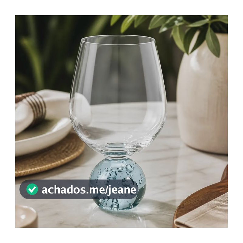 Kit 6 Taças De Vidro Esfera Bubble Sintonia Let's Eat It Azul Vinho/água