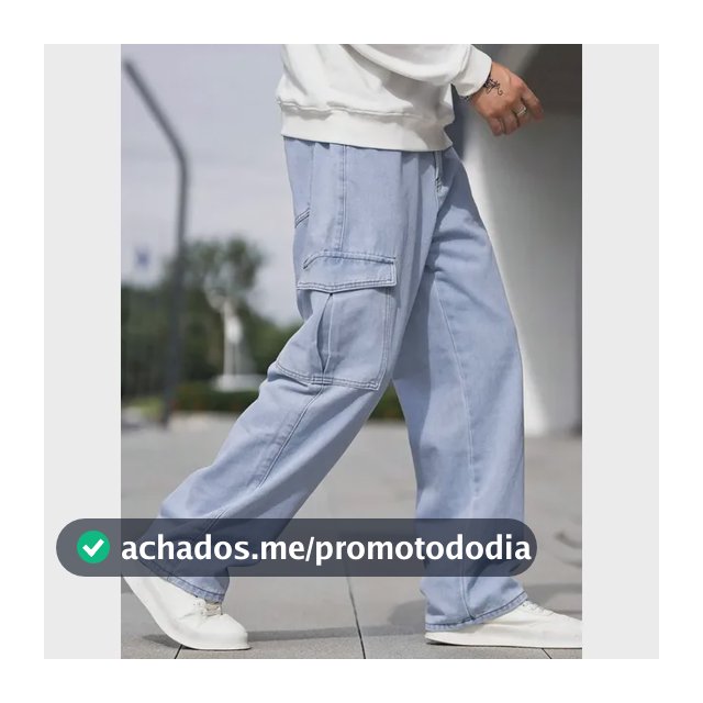 Calça Cargo Jeans Larga Bolsos Lateral Streetwear Skatista