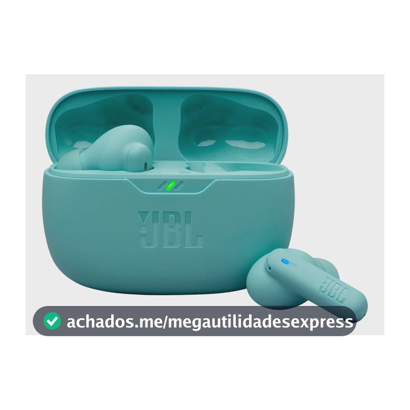 Fones de ouvido Jbl Wave Beam 2, Ip54 e até 40h de duração da bateria, cor azul