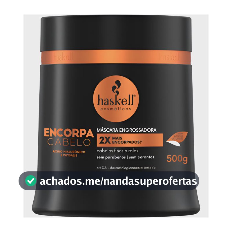Máscara Encorpa Cabelo 500gr Haskell | 2x Mais Encorpados
