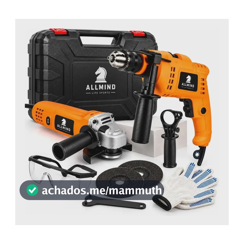 Kit Furadeira Parafusadeira e Esmerilhadeira Allmind 800W com Maleta