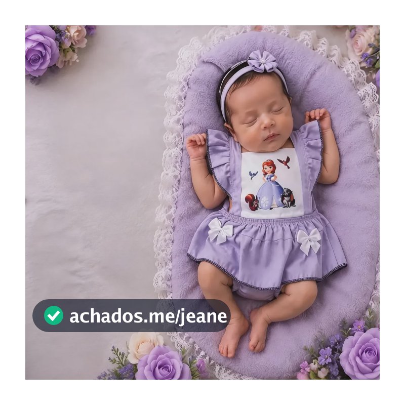 Romper Tematico Princesa Sofia Recen-nascida 0-3 Meses Violeta Princesa Sofia 2-3 M