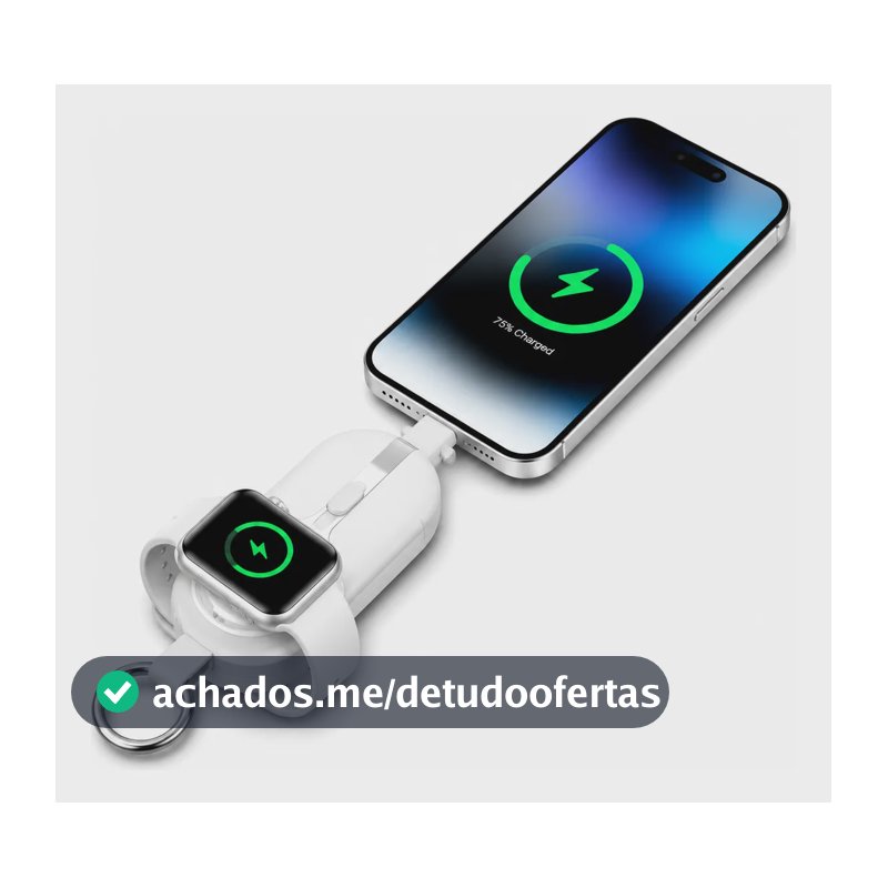 Power Bank Chaveiro 2em1 Emergencia Para iPhone Apple Watch Branco