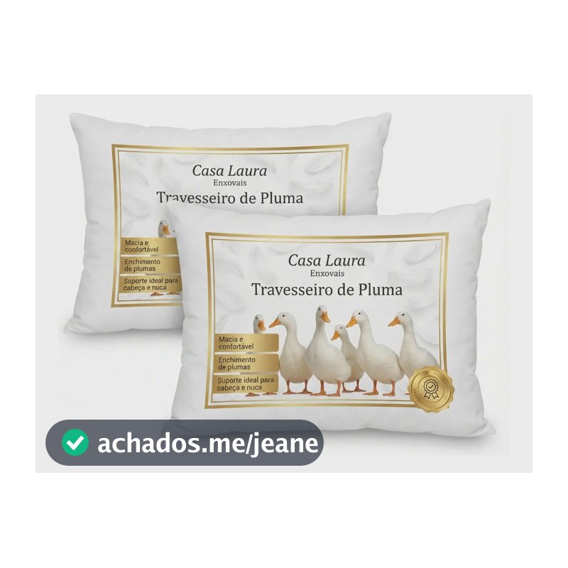 Travesseiro Macio Branco Casa Laura Enxovais Pluma De Ganso Sintético Premium Hipoalergênico Eco Sustentavel Alto Confortável