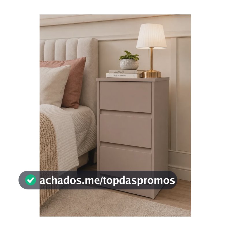 Mesa De Cabeceira Com 3 Gavetas 1 Peça 40x70x30 Rodas Mdf Fosco Connect